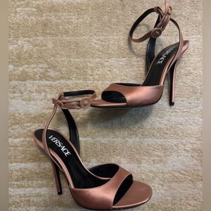 Versace Pink Satin Strappy Sandals Sz 37